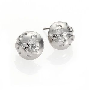 Used Tory Burch Silver Logo Ball Earrings